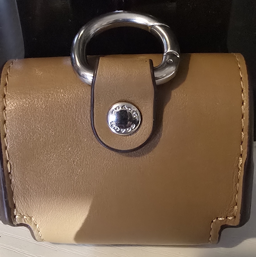 Coach Tan Leather Earbud Case - Picture 2 of 10